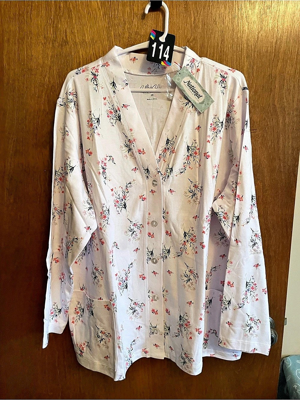 National Floral Blouse in White & Pink Size 2X NWT